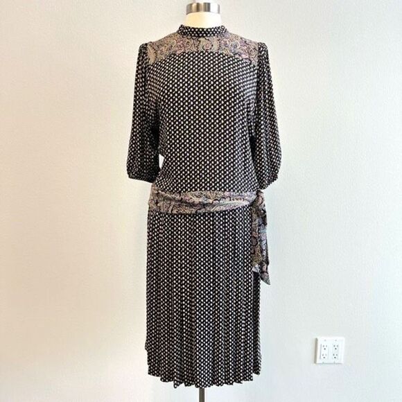 Vintage 80s Tarus II Women’s 10 Victorian Tie Midi Dress Cottagecore Floral USA - Picture 1 of 14